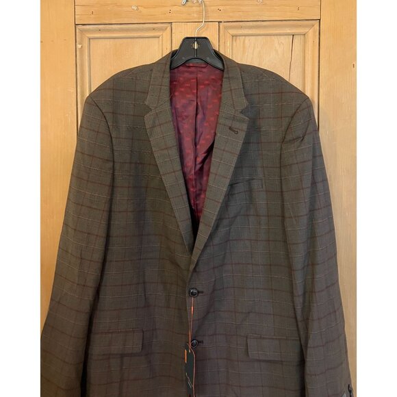 Ben Sherman Mens Bexley Plaid Check Autumn Blazer Jacket Size 46L Brown FA NWT - Picture 1 of 12